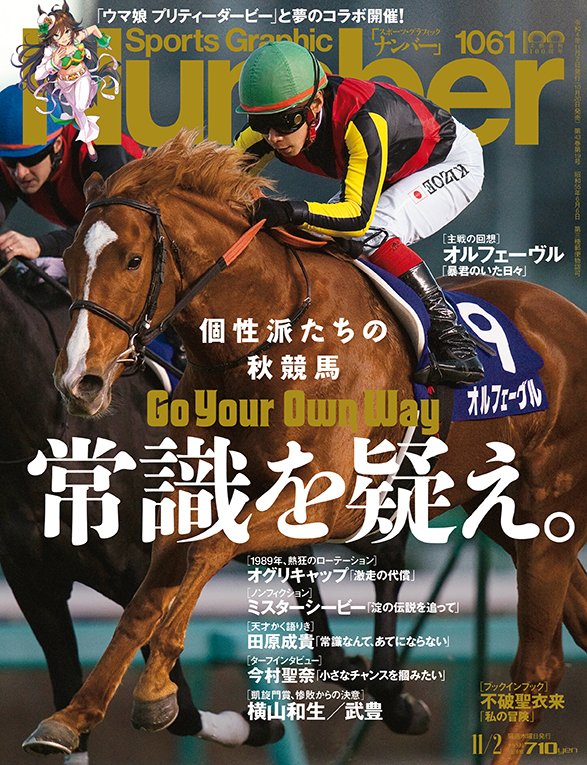 Sports Graphic Number 1061号「個性派たちの秋競馬 常識を疑え。」のオルフェーヴルと池添謙一の表表紙