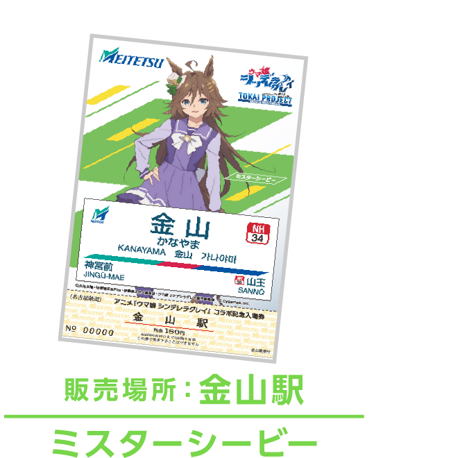 名鉄公式グッズ画像に掲載されたミスターシービーの入場券付きオリジナルポストカード