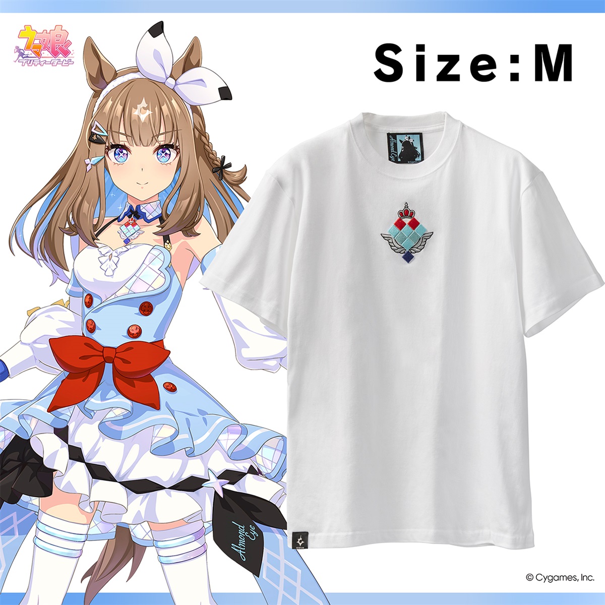 アーモンドアイ公式3D刺繍Tシャツ ホワイトM