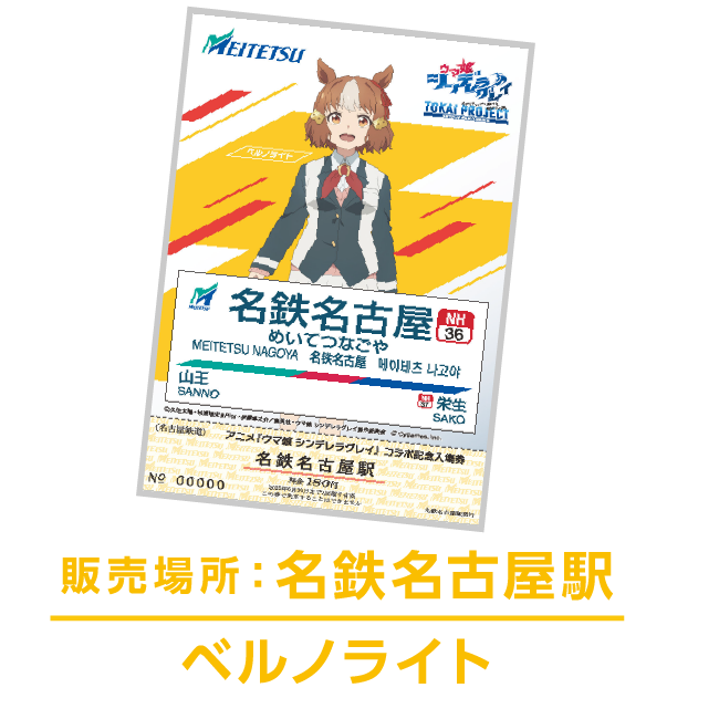 名鉄公式グッズ画像に掲載されたベルノライトの入場券付きオリジナルポストカード