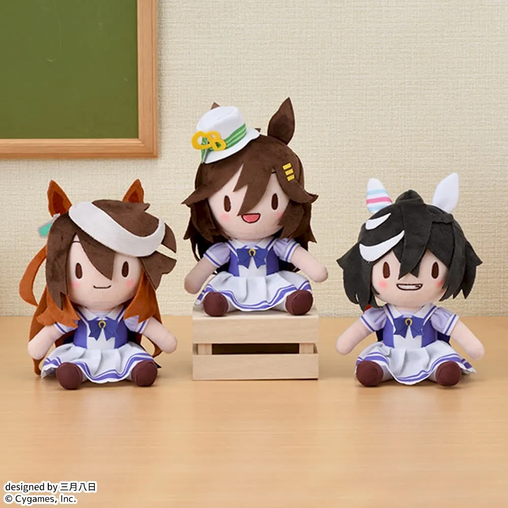 ふわぷちぬいぐるみVol.3のシンボリルドルフ、ミスターシービー、カツラギエースを写したセガプラザ公式商品画像