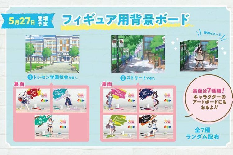 公式利用特典一覧から切り出したフィギュア用背景ボード全7種