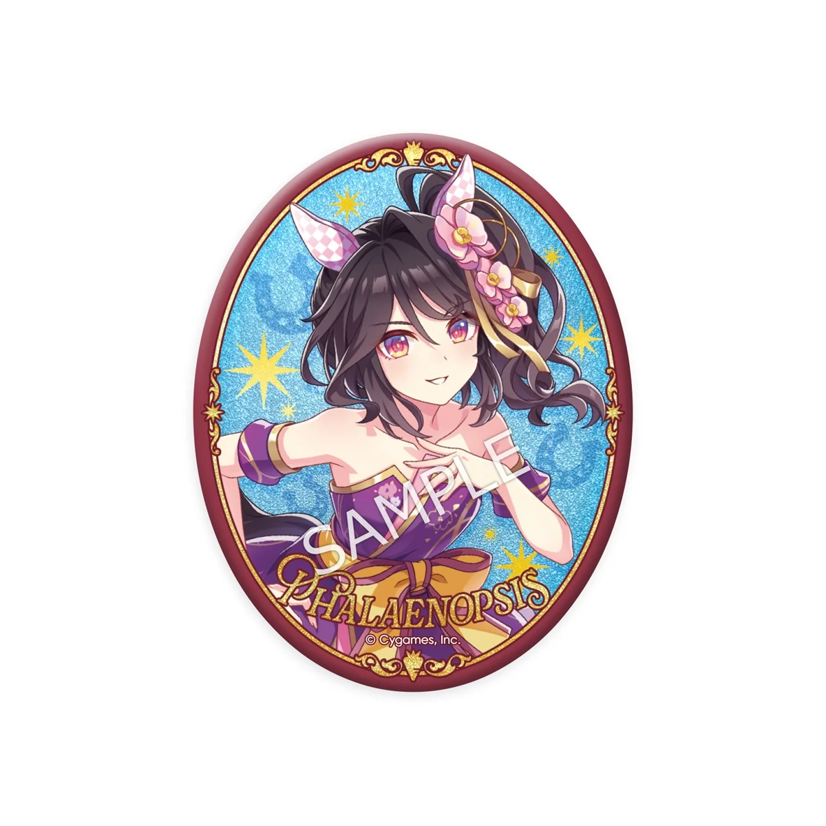 5.5th Anniversary記念イラストのファレノプシスを使用した公式グリッター缶バッジの商品画像
