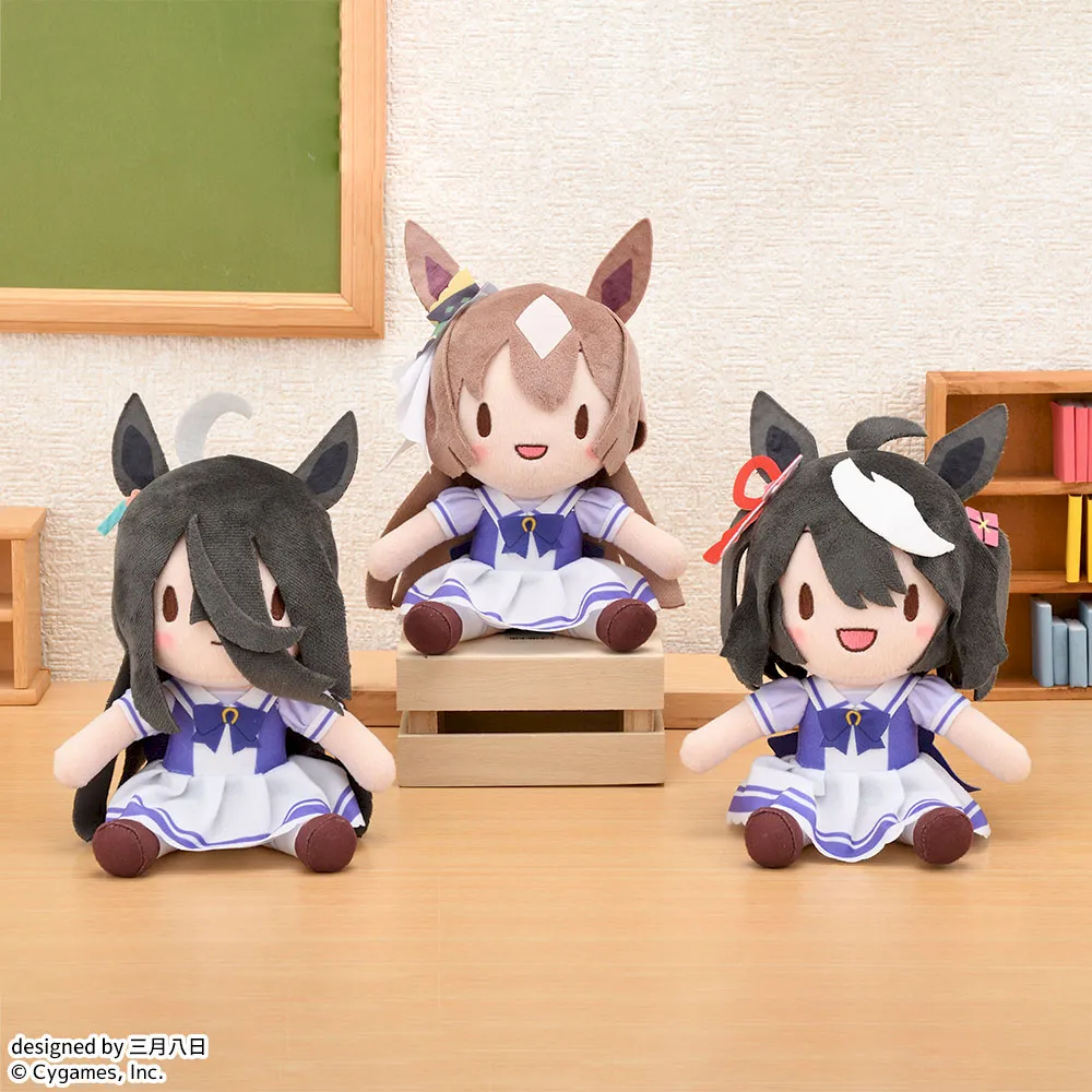 ふわぷちぬいぐるみVol.1のマンハッタンカフェ、サトノダイヤモンド、キタサンブラックを写したセガプラザ公式商品画像