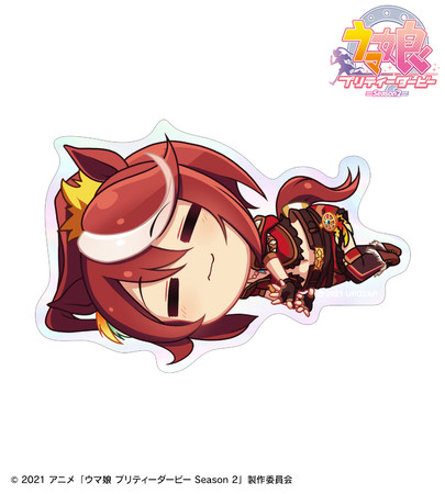 ころんと寝たトウカイテイオーのホログラムステッカー公式画像
