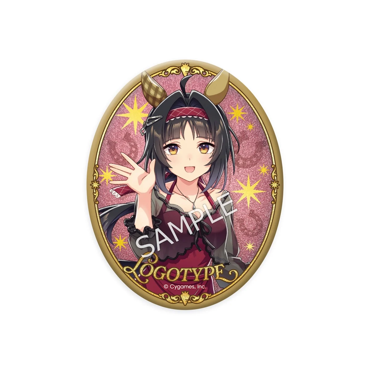 5.5th Anniversary記念イラストのロゴタイプを使用した公式グリッター缶バッジの商品画像