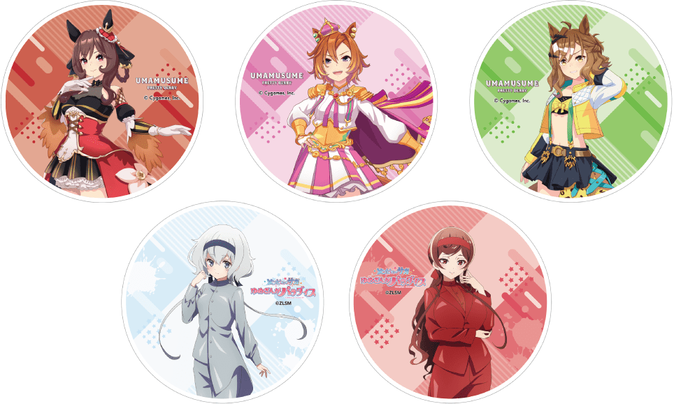 アニメイトカフェ出張店の円形キャラクタービジュアル5種